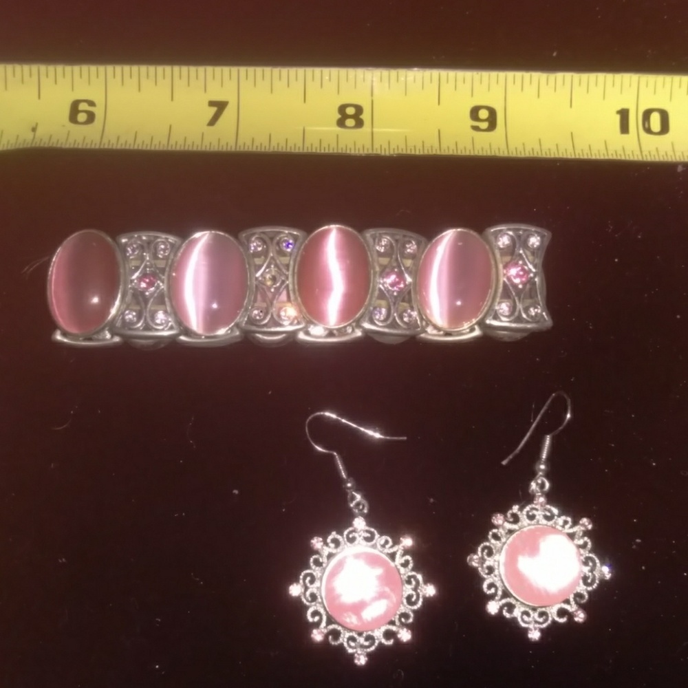 Pink tiger's eye jewelry set🐅